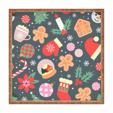 Emanuela Carratoni Ditsy Christmas Theme Square Tray