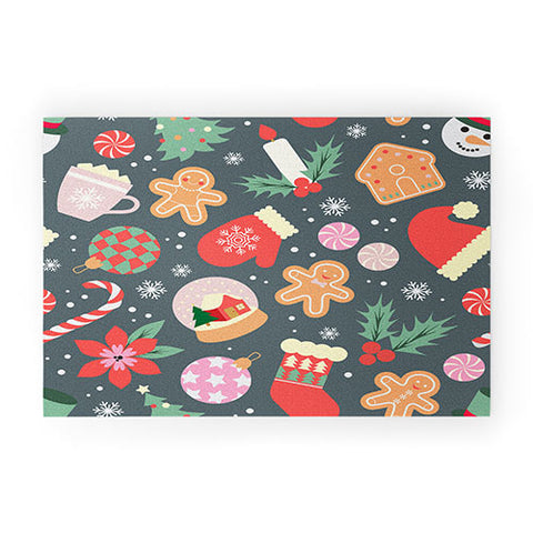 Emanuela Carratoni Ditsy Christmas Theme Welcome Mat