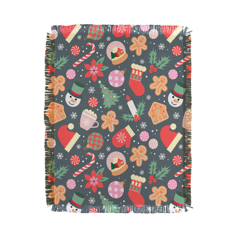 Emanuela Carratoni Ditsy Christmas Theme Throw Blanket