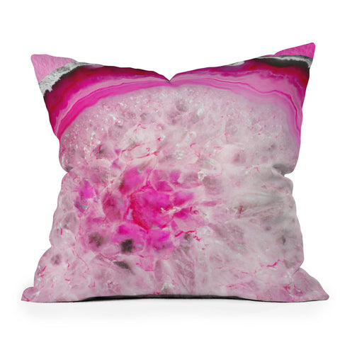Emanuela Carratoni Fashion Pink Agate Outdoor Throw Pillow