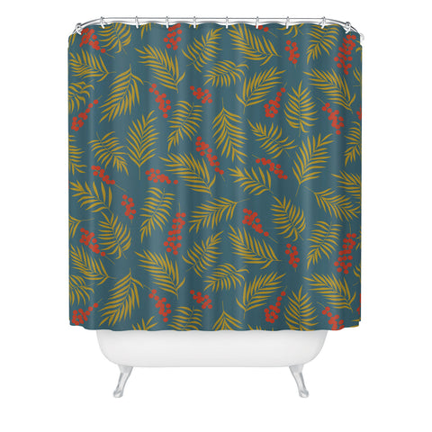 Emanuela Carratoni Festive Mistletoe Shower Curtain