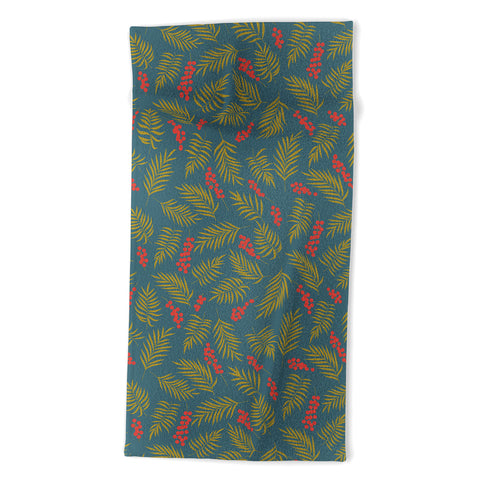 Emanuela Carratoni Festive Mistletoe Beach Towel