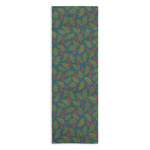 Emanuela Carratoni Festive Mistletoe Yoga Towel