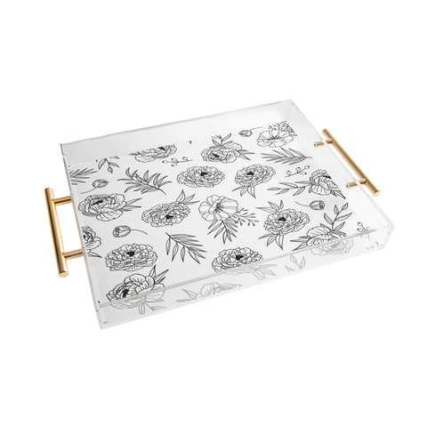 Emanuela Carratoni Floral Line Art Acrylic Tray
