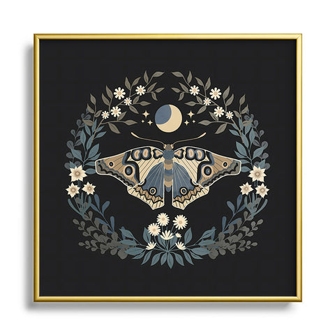 Emanuela Carratoni Floral Moth Square Metal Framed Art Print