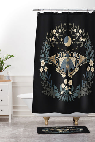 Emanuela Carratoni Floral Moth Shower Curtain And Mat