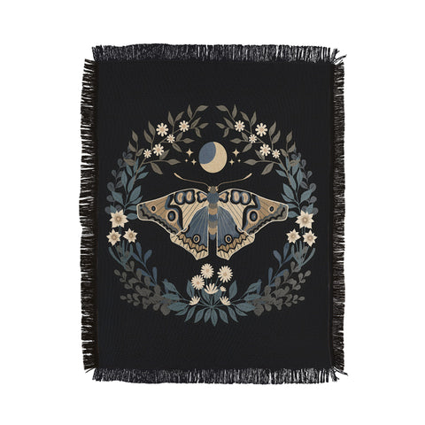 Emanuela Carratoni Floral Moth Throw Blanket