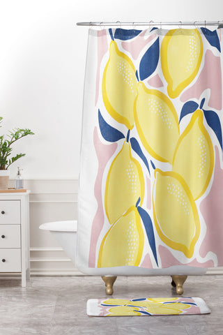 Emanuela Carratoni Fresh Lemons Shower Curtain And Mat