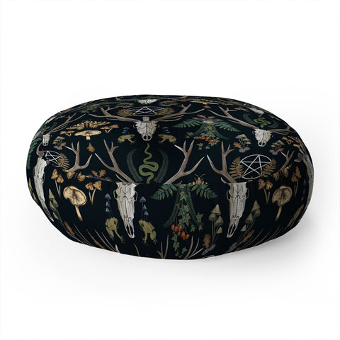 Emanuela Carratoni Full Moon Forest Floor Pillow Round