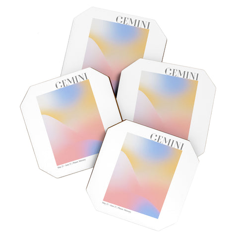 Emanuela Carratoni Gemini Zodiac Sign Gradient Coaster Set