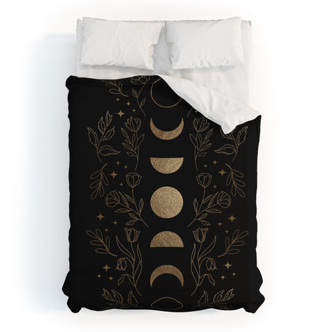 Emanuela Carratoni Gold Moon Phases Duvet Cover