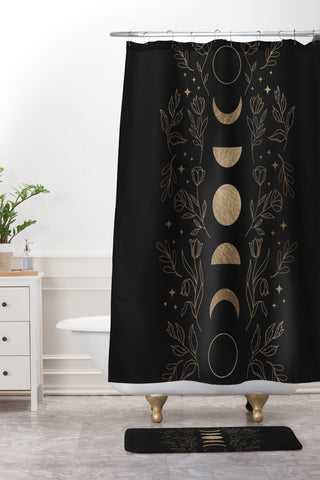 Emanuela Carratoni Gold Moon Phases Shower Curtain And Mat