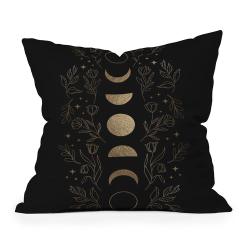 Emanuela Carratoni Gold Moon Phases Throw Pillow