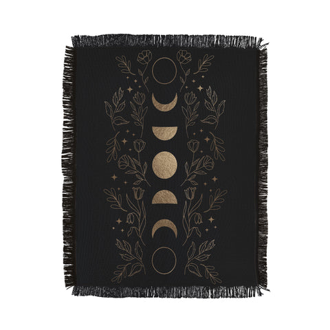Emanuela Carratoni Gold Moon Phases Throw Blanket