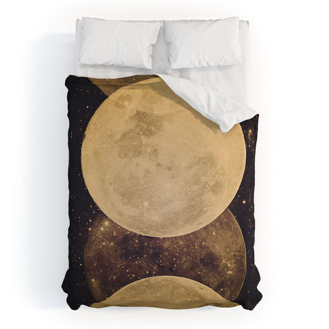 Emanuela Carratoni Golden Moon Phases Duvet Cover