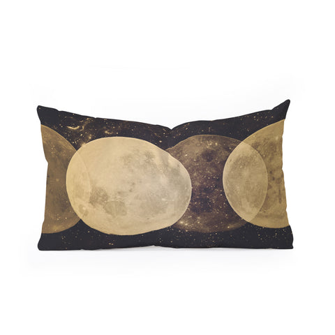 Emanuela Carratoni Golden Moon Phases Oblong Throw Pillow