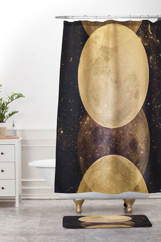 Emanuela Carratoni Golden Moon Phases Shower Curtain And Mat