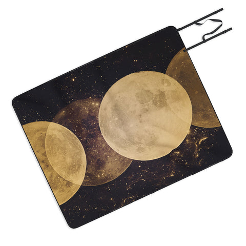 Emanuela Carratoni Golden Moon Phases Picnic Blanket