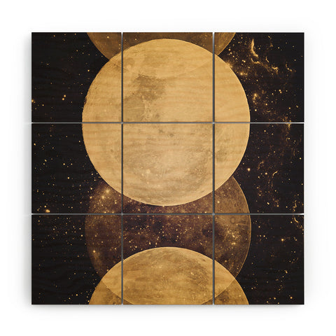 Emanuela Carratoni Golden Moon Phases Wood Wall Mural