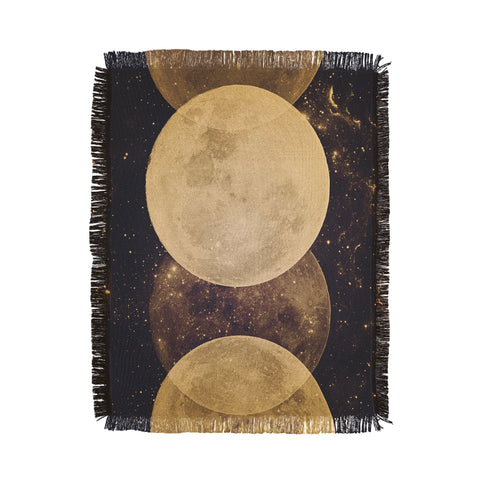 Emanuela Carratoni Golden Moon Phases Throw Blanket