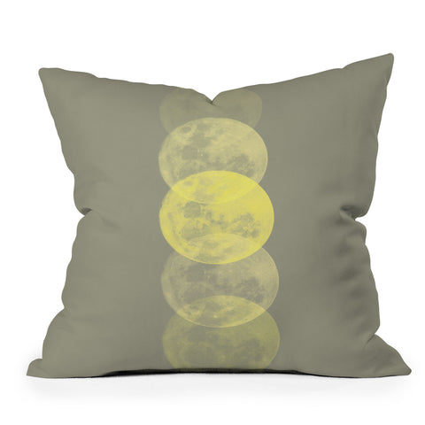 Emanuela Carratoni Gray and Illuminating Moon Outdoor Throw Pillow