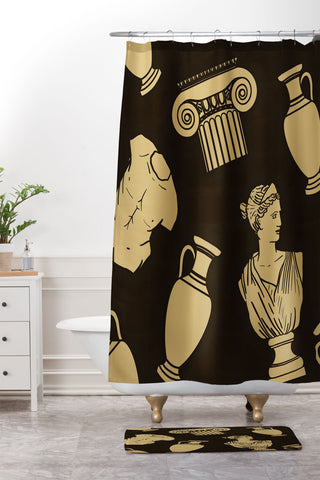 Emanuela Carratoni Greek Theme Shower Curtain And Mat