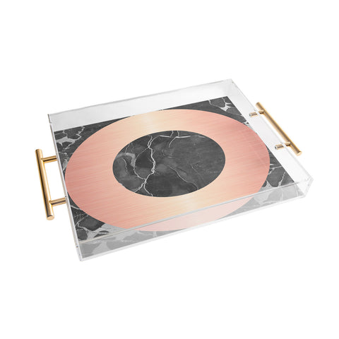 Emanuela Carratoni Grey Marble with a Pink Circle Acrylic Tray