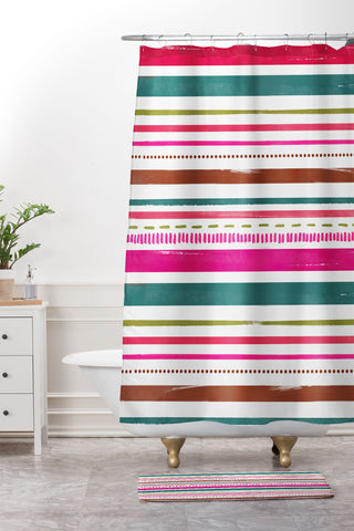 Emanuela Carratoni Holiday Painted Texture Shower Curtain And Mat