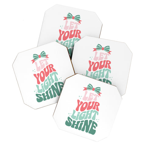 Emanuela Carratoni Let Your Light Shine Quote Coaster Set