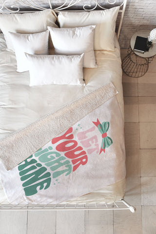 Emanuela Carratoni Let Your Light Shine Quote Fleece Throw Blanket