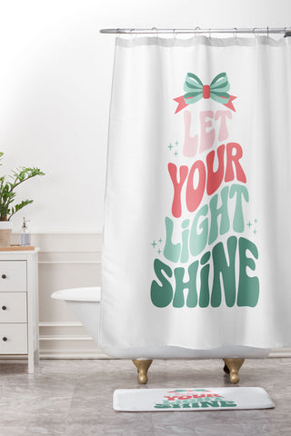 Emanuela Carratoni Let Your Light Shine Quote Shower Curtain And Mat