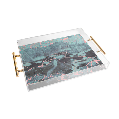 Emanuela Carratoni Light Blue and Blush Marble Acrylic Tray