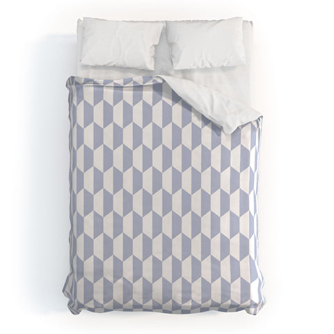 Emanuela Carratoni Light Blue Optical Hexagons Duvet Cover