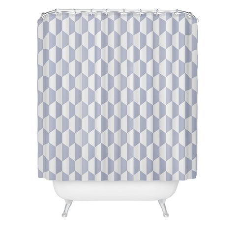 Emanuela Carratoni Light Blue Optical Hexagons Shower Curtain