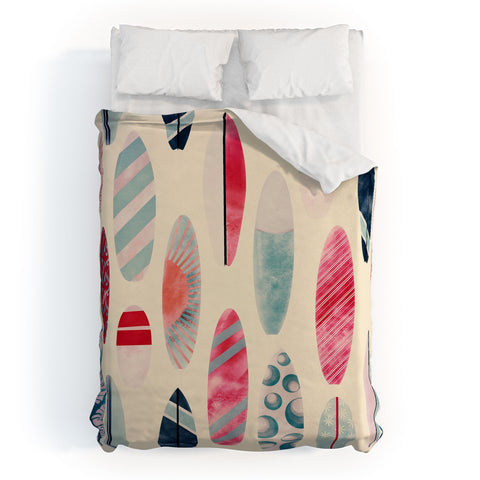 Emanuela Carratoni Light Vintage Surfboards Duvet Cover