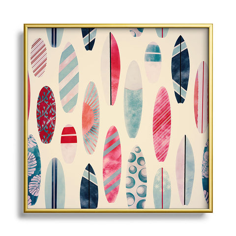 Emanuela Carratoni Light Vintage Surfboards Square Metal Framed Art Print