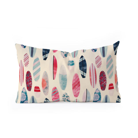 Emanuela Carratoni Light Vintage Surfboards Oblong Throw Pillow