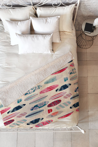 Emanuela Carratoni Light Vintage Surfboards Fleece Throw Blanket