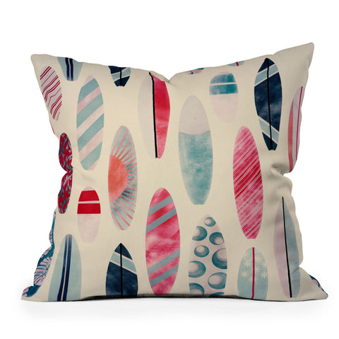 Emanuela Carratoni Light Vintage Surfboards Outdoor Throw Pillow