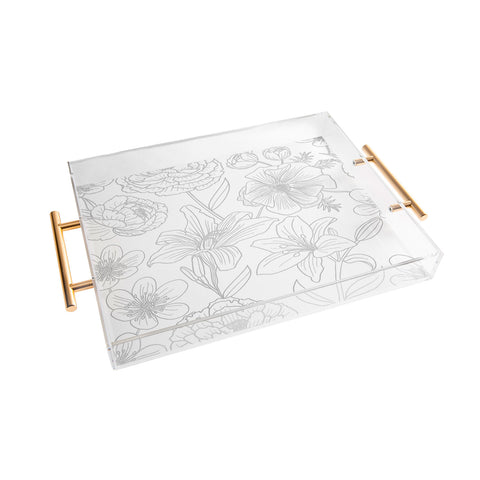 Emanuela Carratoni Line Art Floral Theme Acrylic Tray