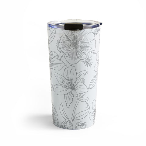 Emanuela Carratoni Line Art Floral Theme Travel Mug