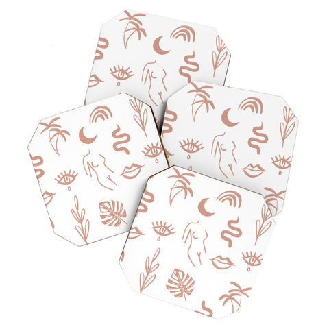 Emanuela Carratoni Line Art Pattern Coaster Set