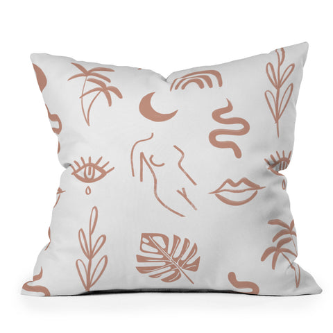 Emanuela Carratoni Line Art Pattern Outdoor Throw Pillow