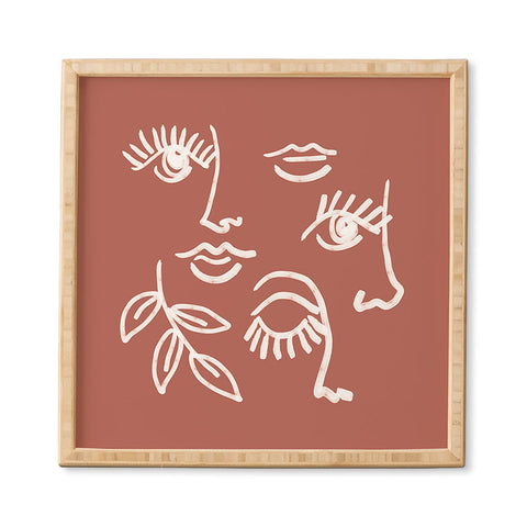 Emanuela Carratoni Line Art Portraits on Brown Framed Wall Art