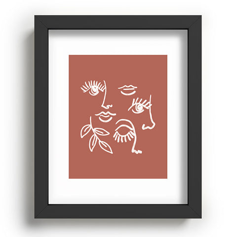 Emanuela Carratoni Line Art Portraits on Brown Recessed Framing Rectangle