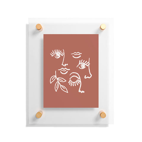 Emanuela Carratoni Line Art Portraits on Brown Floating Acrylic Print