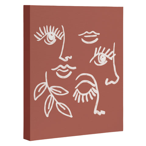 Emanuela Carratoni Line Art Portraits on Brown Art Canvas