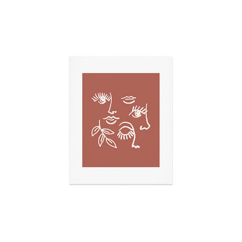 Emanuela Carratoni Line Art Portraits on Brown Art Print