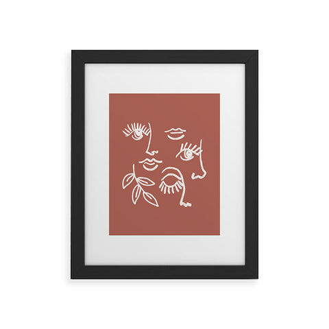 Emanuela Carratoni Line Art Portraits on Brown Framed Art Print