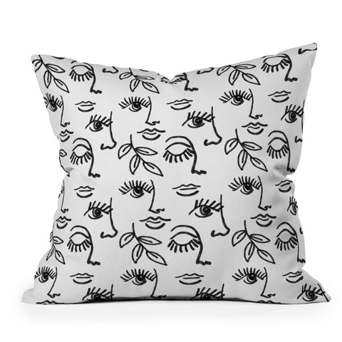 Emanuela Carratoni Line Art Portraits Outdoor Throw Pillow